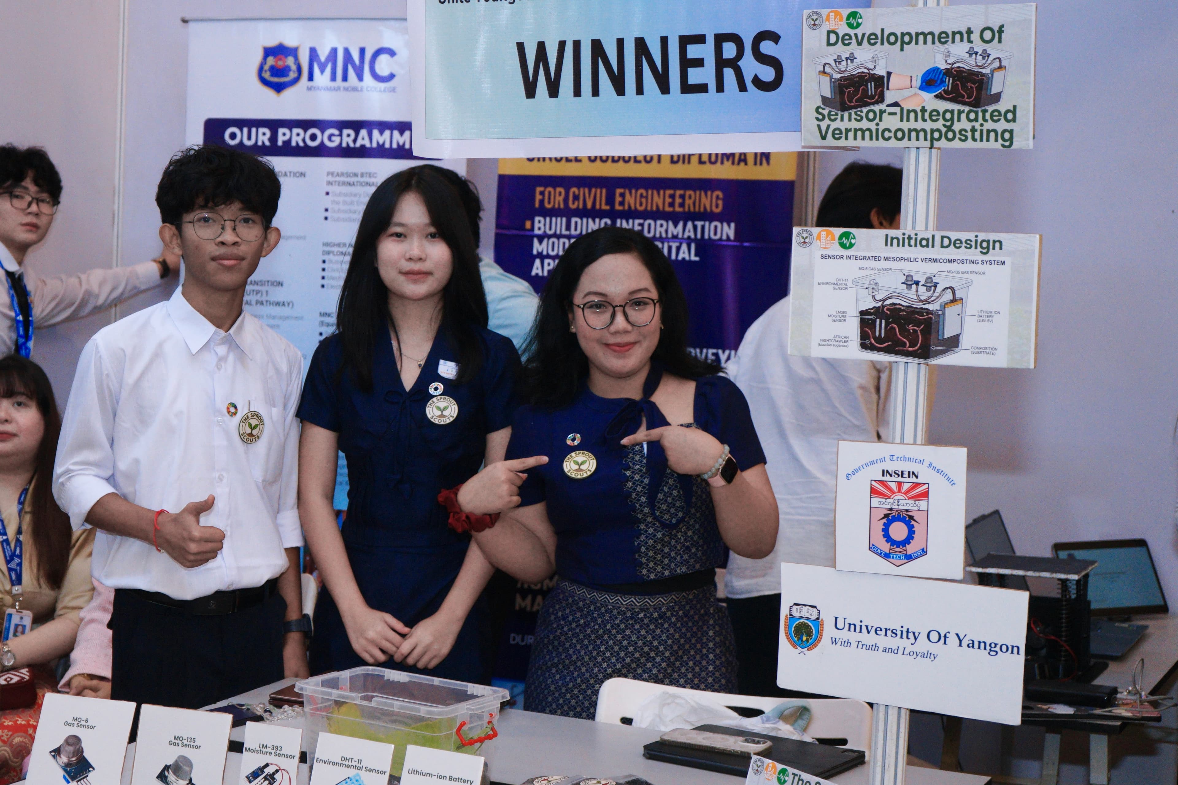 Sprout Scouts presenting a sensor-integrated composting project